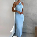 One Shoulder Bodycon Midi Dress