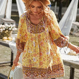 Printed V-Neck Tunic Mini Dress