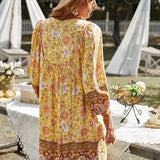 Printed V-Neck Tunic Mini Dress