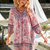 Printed V-Neck Tunic Mini Dress