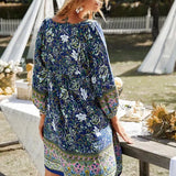 Printed V-Neck Tunic Mini Dress