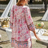 Printed V-Neck Tunic Mini Dress