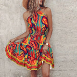 Printed Halter Mini Dress