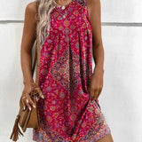 Printed Sleeveless Shift Mini Dress
