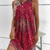 Printed Sleeveless Shift Mini Dress