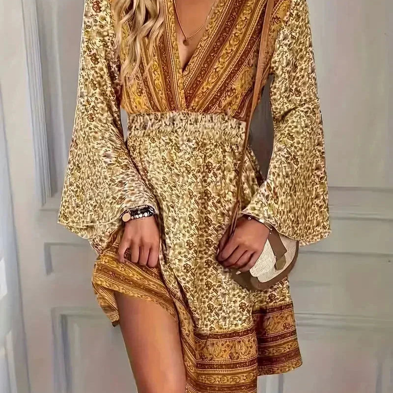 Printed Wrap Mini Dress