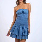 Smocked Strapless Tiered Mini Dress