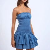 Smocked Strapless Tiered Mini Dress