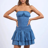 Smocked Strapless Tiered Mini Dress