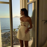 Strapless Rosette Mini Dress
