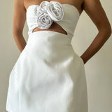 Strapless Rosette Mini Dress