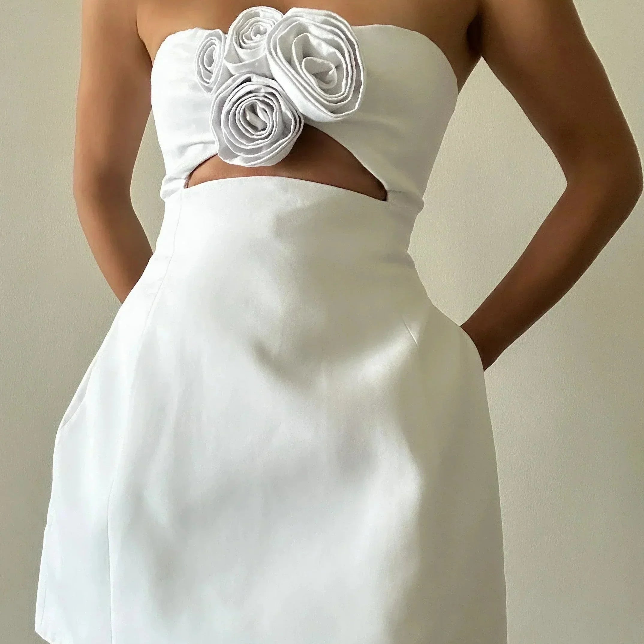 Strapless Rosette Mini Dress