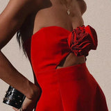 Strapless Rosette Mini Dress