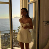 Strapless Rosette Mini Dress