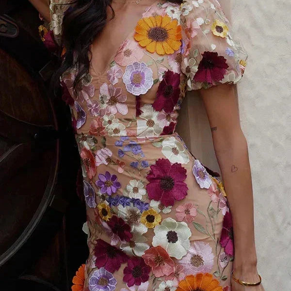 Floral Puff Sleeve Mini Dress