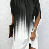 High Neck Sleeveless Shift Midi Dress