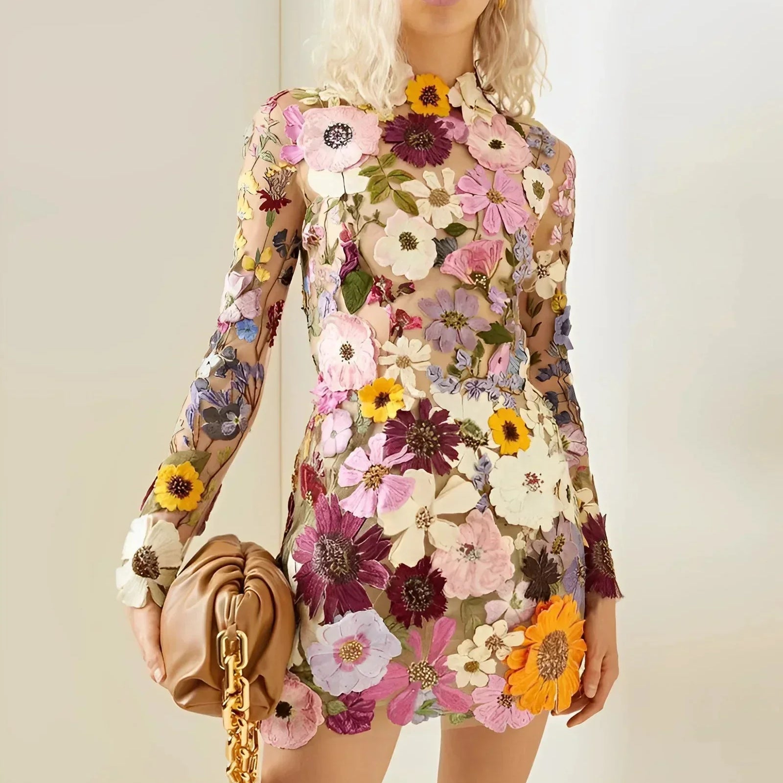 Floral Long Sleeve Mini Dress