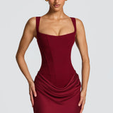 Square Neck Bodycon Maxi Dress
