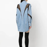 Oversized Zip Detail Denim Shirt Dress