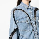 Oversized Zip Detail Denim Shirt Dress