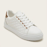 Women's Quilted Low-Top Sneakers with Cushioned Sole