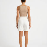 Women's High-Waist Straight-Leg Shorts with Pockets