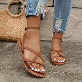 Cross Strap Ankle Tie Sandals