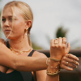 Women's Adjustable Gold-Tone Pearl Chain Bracelet