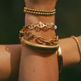 Women's Adjustable Gold-Tone Pearl Chain Bracelet