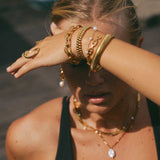 Women's Adjustable Gold-Tone Pearl Chain Bracelet