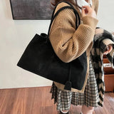Women's Spacious Vegan Suede Shoulder Bag