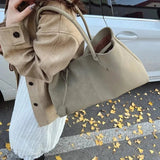 Women's Spacious Vegan Suede Shoulder Bag