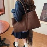 Women's Spacious Vegan Suede Shoulder Bag