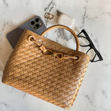 Women's Woven Vegan Leather Handbag