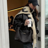 Women's Woven Vegan Leather Handbag