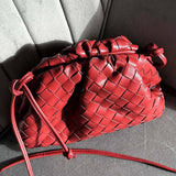 Women's Woven Vegan Leather Compact Shoulder Bag