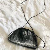 Women's Woven Vegan Leather Compact Shoulder Bag
