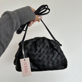 Women's Woven Vegan Leather Compact Shoulder Bag