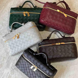 Women's Compact Woven Vegan Leather Handbag