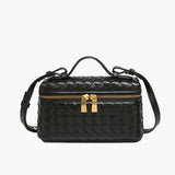 Women's Compact Woven Vegan Leather Handbag