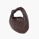 Women's Compact Woven Shoulder Bag with Knot Handle