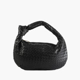 Women's Compact Woven Shoulder Bag with Knot Handle