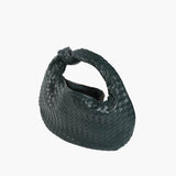 Women's Compact Woven Shoulder Bag with Knot Handle