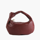 Women's Compact Woven Shoulder Bag with Knot Handle
