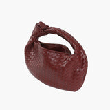 Women's Compact Woven Shoulder Bag with Knot Handle