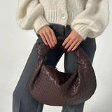 Women's Compact Woven Shoulder Bag with Knot Handle