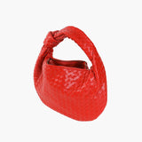 Women's Compact Woven Shoulder Bag with Knot Handle