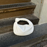 Women's Compact Woven Shoulder Bag with Knot Handle