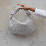 Women's Compact Woven Shoulder Bag with Knot Handle