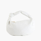 Women's Compact Woven Shoulder Bag with Knot Handle